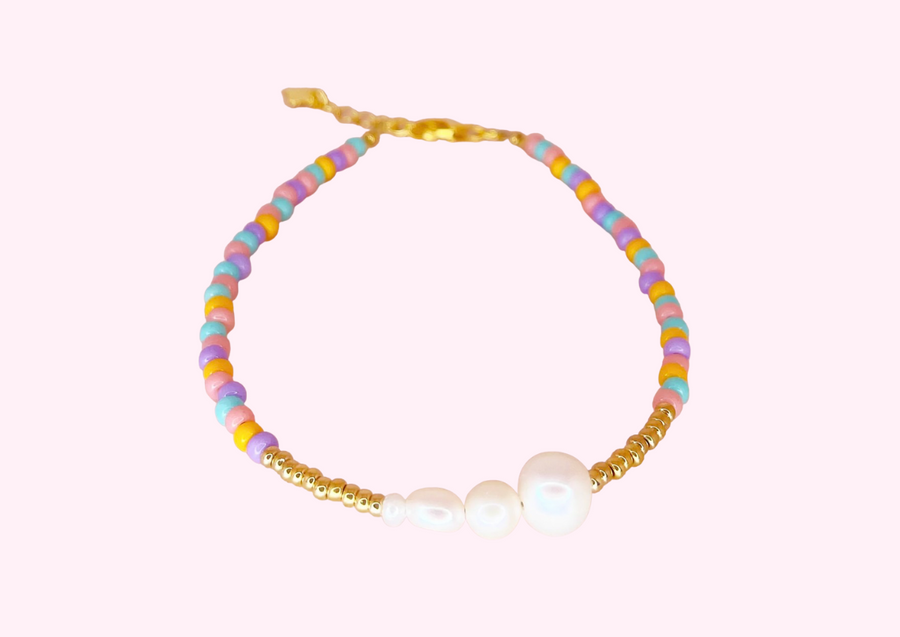 Multi Color Pearl Bracelet 18K Guldbelagt