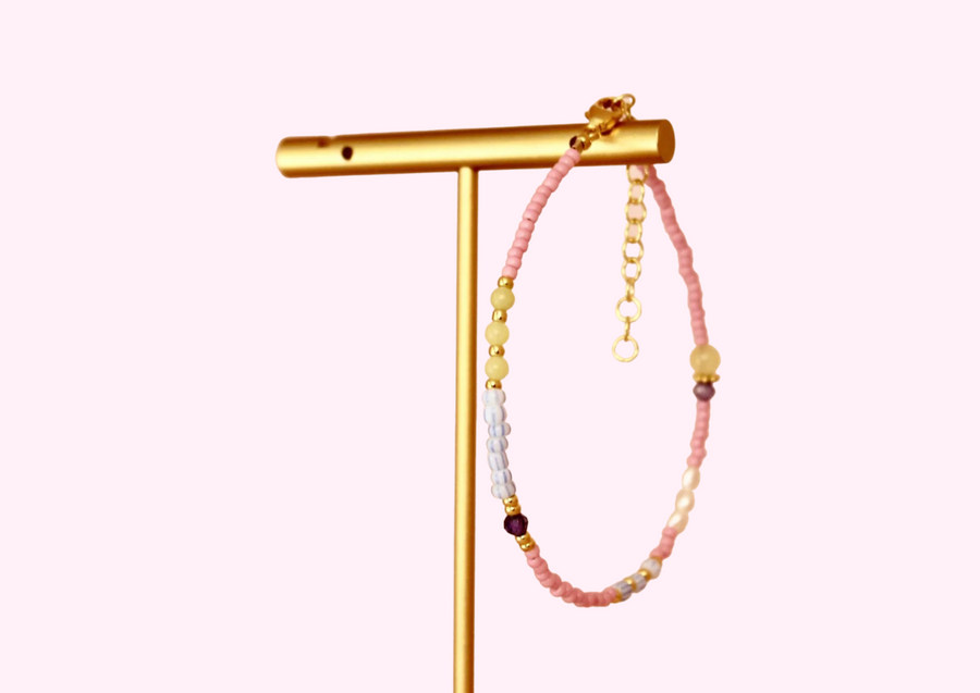 Lotus Bracelet Pink 18K Guldbelagt